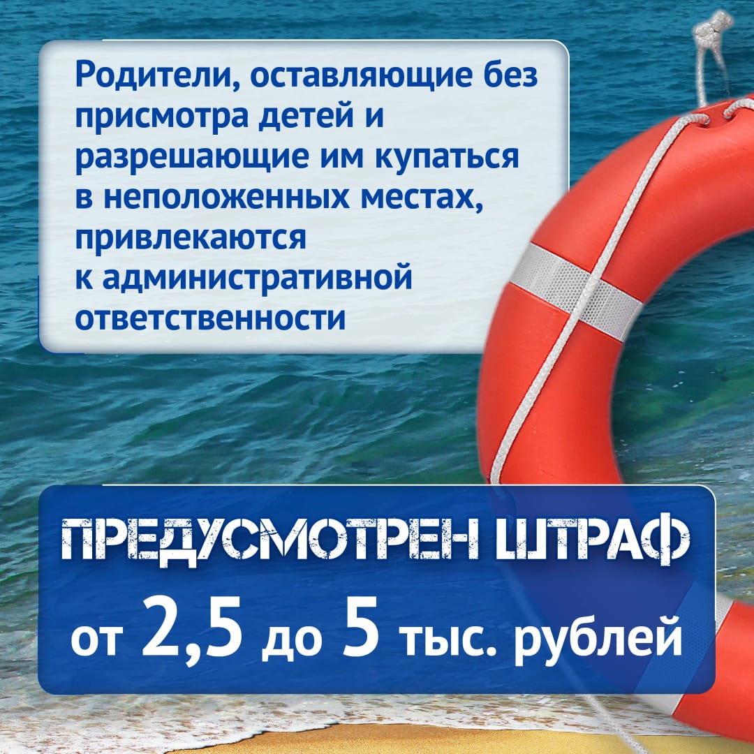 Ответственность родителей за нахождение детей без присмотра на водных объектах.